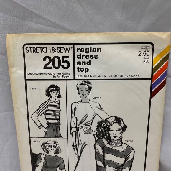 1981 Stretch and Sew Raglan Dress and Top Design Patterns by Ann Person - Picture 3 of 9